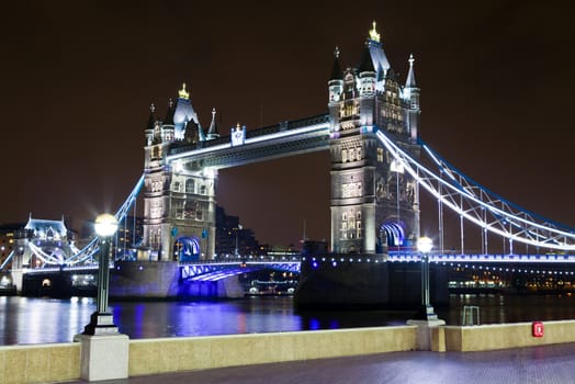 A view of the magnificent Tower Bridge and the river Thames in London.