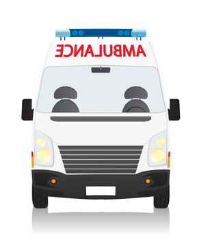 Front view drawing of an ambulance, isolated object on white background