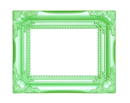 Old Antique Green frame Isolated Decorative Carved Wood Stand Antique  Frame Isolated On White Background