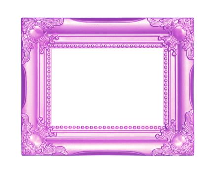Old Antique Pink frame Isolated Decorative Carved Wood Stand Antique  Frame Isolated On White Background