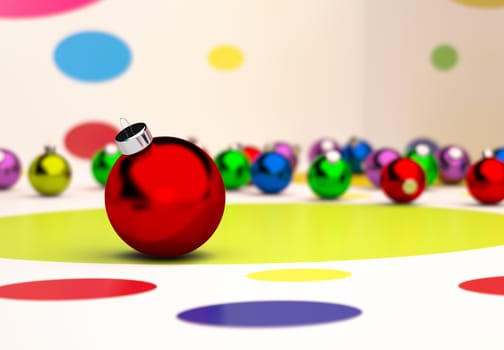 3d illustration of christmas balls on a white background