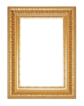 Old Antique gold  frame Isolated Decorative Carved Wood Stand Antique Black  Frame Isolated On White Background