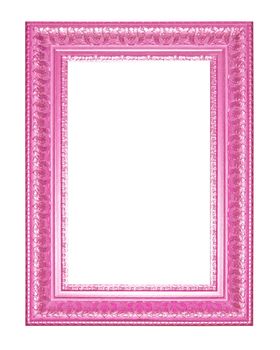 Old Antique Pink  frame Isolated Decorative Carved Wood Stand Antique Black  Frame Isolated On White Background