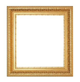Old Antique gold  frame Isolated Decorative Carved Wood Stand Antique Black  Frame Isolated On White Background