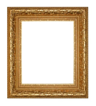 Old Antique gold  frame Isolated Decorative Carved Wood Stand Antique Black  Frame Isolated On White Background