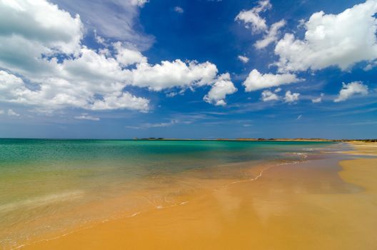 Caribbean beach with turquoise water in La Guajira, Colombia