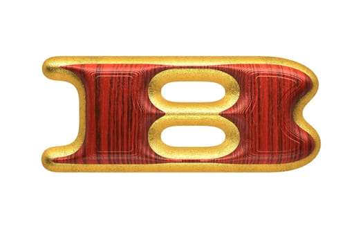 isolated golden figure with red wood