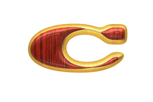 isolated golden figure with red wood