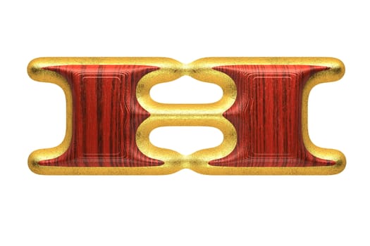 isolated golden figure with red wood