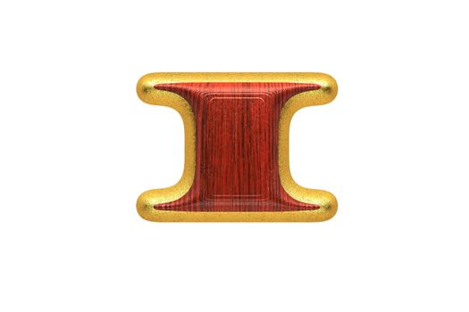 isolated golden figure with red wood