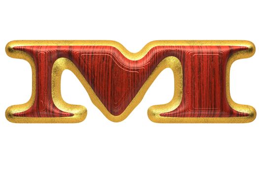 isolated golden figure with red wood