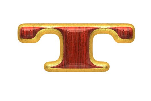 isolated golden figure with red wood