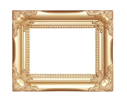 Old Antique gold  frame Isolated Decorative Carved Wood Stand Antique  Frame Isolated On White Background