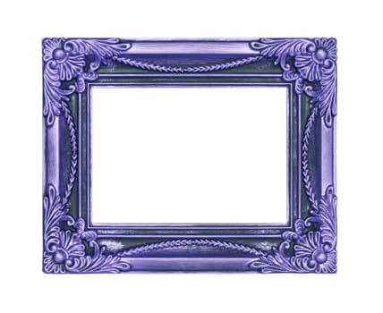 Old Antique Purple  frame Isolated Decorative Carved Wood Stand Antique  Frame Isolated On White Background