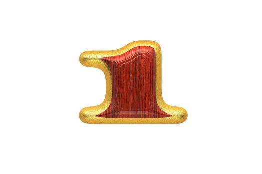 isolated golden figure with red wood