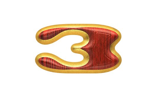 isolated golden figure with red wood