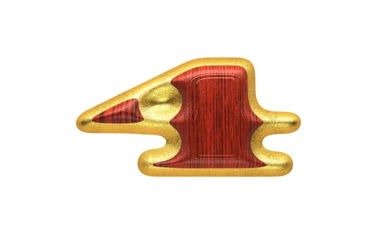 isolated golden figure with red wood