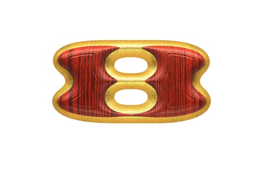 isolated golden figure with red wood