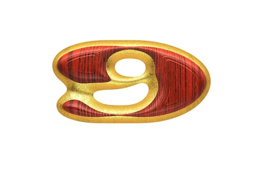 isolated golden figure with red wood