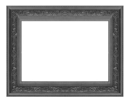 Old antique black picture frame wall, wallpaper, decorative objects isolated white background