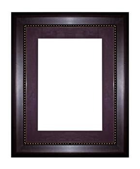 Black wooden picture frame isolated on white background.