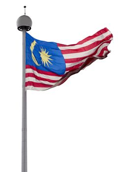 The flying national flag of the Malaysia on white background with clipping path