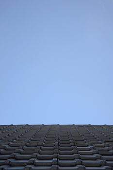 A close up shot a tiled roof