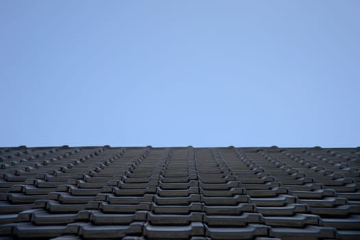 A close up shot a tiled roof
