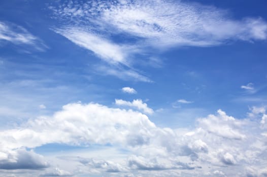 Blue sky with cloud close up natural background.