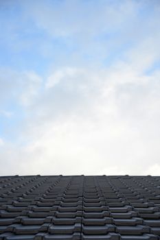 A close up shot a tiled roof