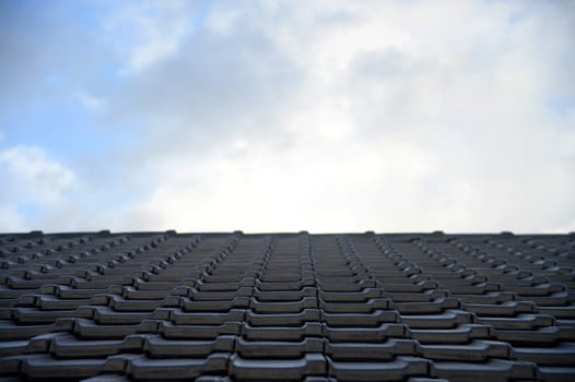 A close up shot a tiled roof