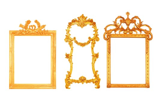 Antique  gold  Frame Isolated On White Background