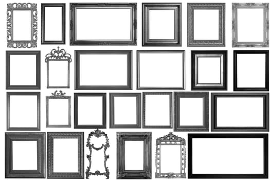 Set of Vintage Black picture frame, isolated with clipping path