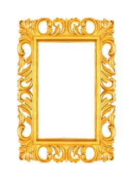 Antique  gold  Frame Isolated On White Background