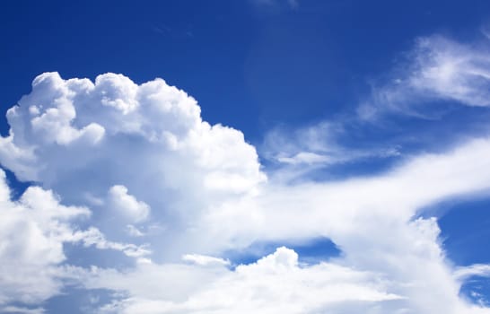 Natural Blue Sky Background With White Clouds.