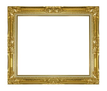 Gold vintage frame isolated on white background