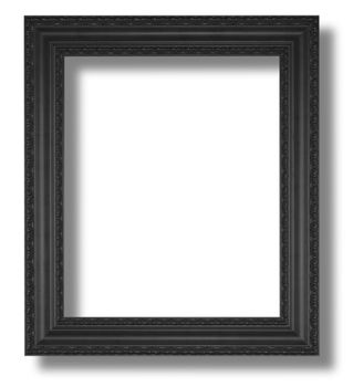 Ancient wooden frame isolated on white background.