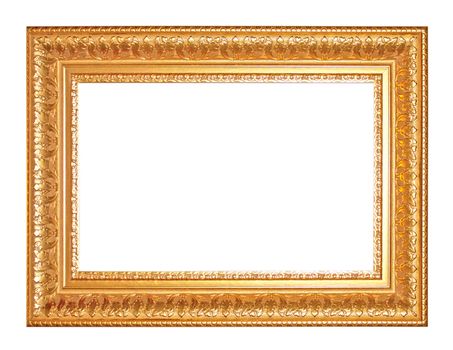 Antique  gold  Frame Isolated On White Background