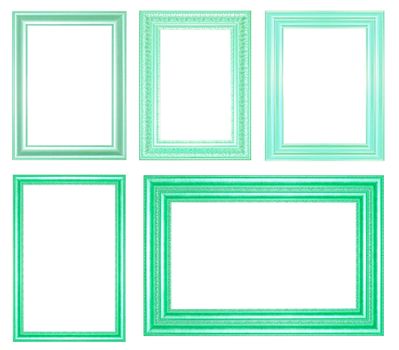 The antique green frame on the white background