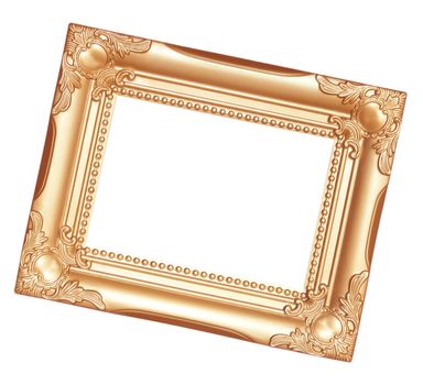 Antique  gold  Frame Isolated On White Background