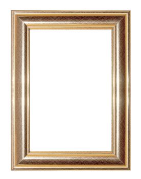 Old Antique gold  frame Isolated Decorative Carved Wood Stand Antique  Frame Isolated On White Background