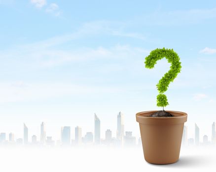 Image of plant pot with green question mark