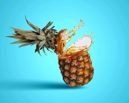 Image of fresh pineapple in juicy splashes