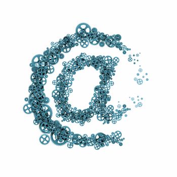 Email symbol of gears and cogwheels. Communication concept