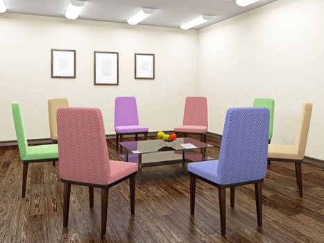 Color chairs for discussion in the room