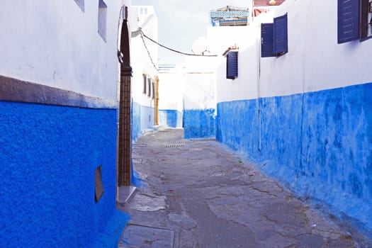 Colorful street of the Kasbah of the Udayas in Rabat, Morocco, Africa