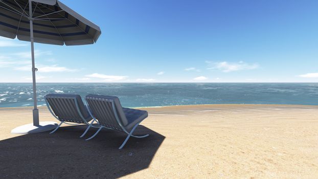 The chairs is Relax on the beach with blue sky