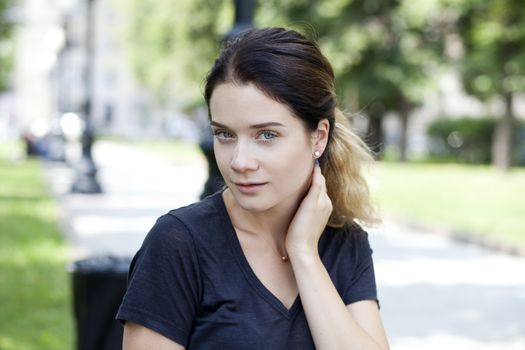 Portrait of beautiful woman outdoor