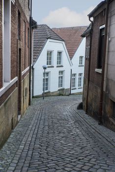 small street with old houses in bad bentheim Germany