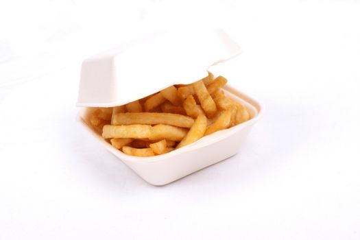 French fries take away isolated on white background